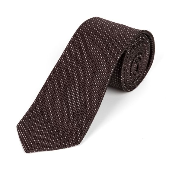 Kravata pánská AMJ vzorovaná KU1907, tmavě hnědá
