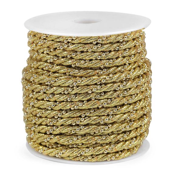 Šňůrka kroucená / točená lurexová 310275/2, zlatá, průměr 5mm (šňůra na metry)