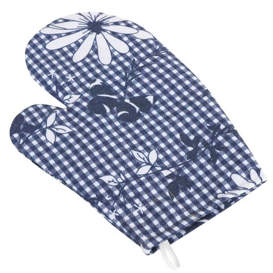 Kuchyňská chňapka DITA 410, MODRÁ KOSTIČKA S KVĚTEM, 28x18cm