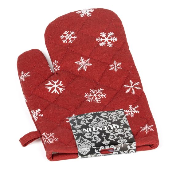 Kuchyňská chňapka vánoční QK-205B, tmavě červená vločka, 28x18cm