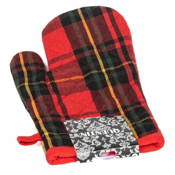 Kuchyňská chňapka vánoční QK-205A, červeno-zelené káro, 28x18cm