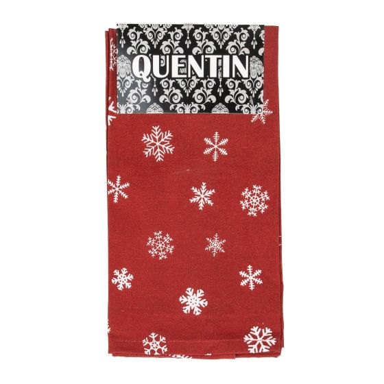 Kuchyňské utěrky vánoční QK-207B, tmavě červená vločka , 2 kusy, 40x60cm
