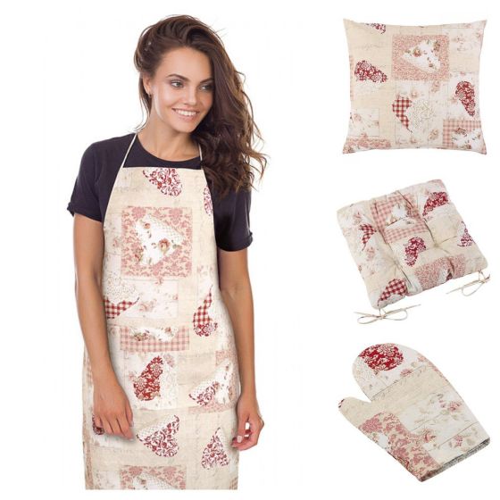 Kuchyňský set EMA 511, PATCHWORK SRDCE RŮŽOVÉ (více možností)