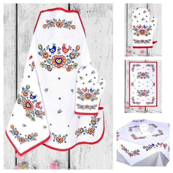 Kuchyňský set FOLKLOR ČERVENÝ (více možností)