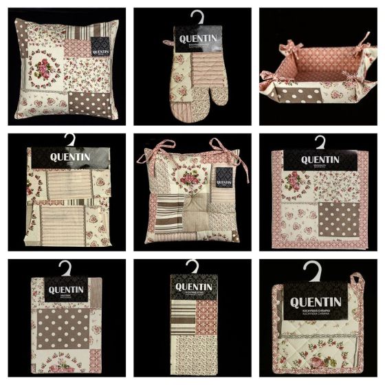 Kuchyňský set VINTAGE QK starorůžový patchwork (více možností)