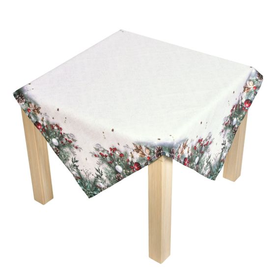 Kuchyňský ubrus vánoční CYH6024GC, vánoční ozdoby s jehličím, zelená 85x85cm (čtverec) 
