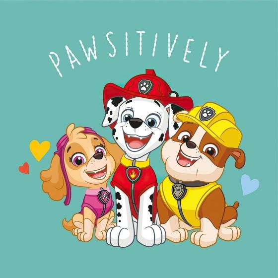 Magický dětský froté ručník TLAPKOVÁ PATROLA TŘI MUŠKETÝŘI, zelený, 30x30cm