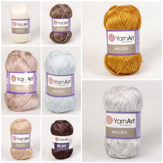Pletací / háčkovací příze YarnArt MELODY lesklá, jednobarevná, efektní, 100g/230m