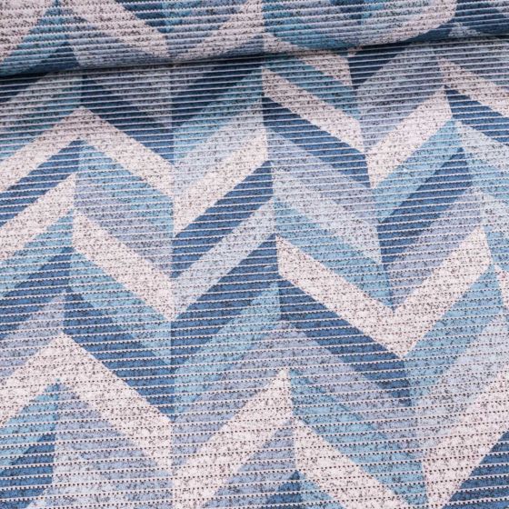 Pěnová předložka PVC AQUAMAT 4054-3, modrý zig zag vzor, šíře 65cm (metráž)