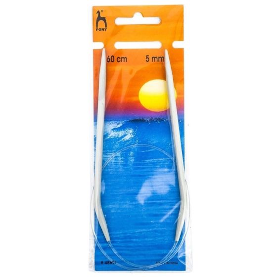 Pletací jehlice PONY, hliníkové, kruhové, 1 kus, délka 60cm, velikost 5mm