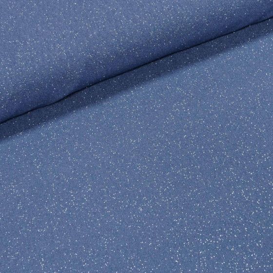 Polyesterový úplet LESK 2872/02 UNI jednobarevný modrý se třpytkami, š.140cm (látka v metráži)