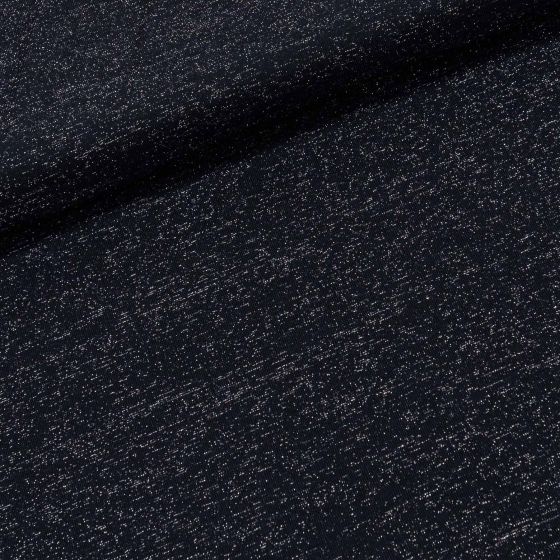 Polyesterový úplet LUREX 1555/02 UNI jednobarevný tmavě modrý s lurexem, š.150cm (látka v metráži)