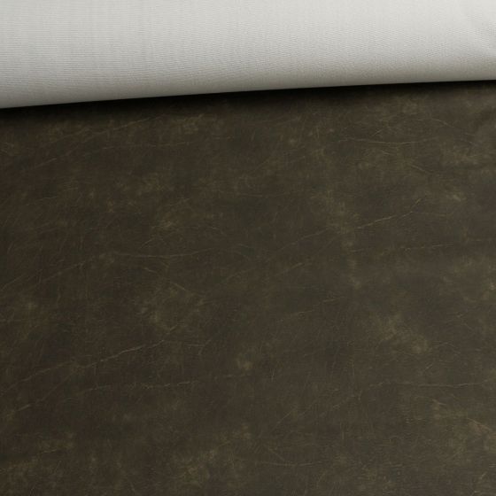 Potahová látka, čalounická koženka s textilním podkladem NATURHAVEN D31-B, zelený khaki melír, š.140cm, 670g/m2 (látka v metráži)