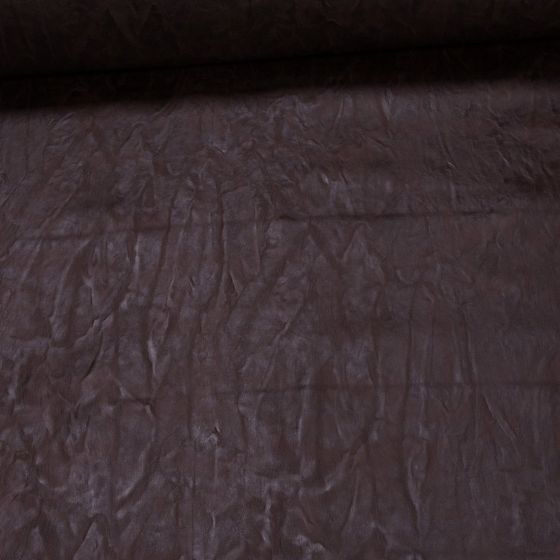 Potahová látka, čalounická koženka s filcem NATURHAVEN 08, extra odolná imitace kůže, tmavě hnědá, pokrčený efekt, š.140cm, 560g/m2 (látka v metráži)