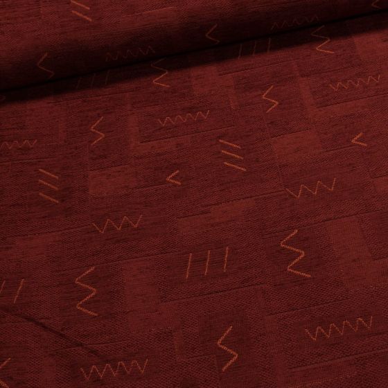Potahová látka TE/MIGLA 21/5, geometrický vzor, vínová, š.140cm (látka v metráži)