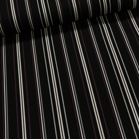 Potahové akrylové plátno (dralon, teflon) na zahradní nábytek, černo-fialový pruh, š.140cm (látka v metráži)