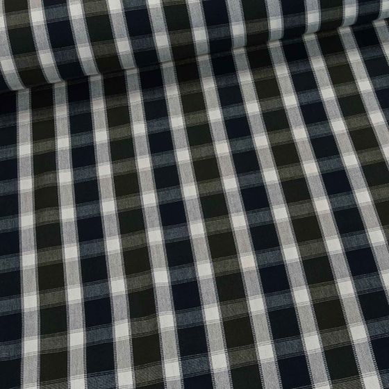 Potahové akrylové plátno (dralon, teflon) na zahradní nábytek, tmavě modro-šedé pruhokáro, š.180cm (látka v metráži)