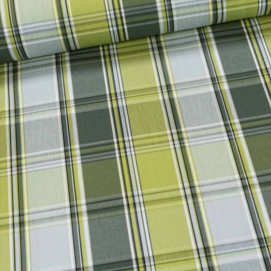 Potahové akrylové plátno (dralon, teflon) na zahradní nábytek, zeleno-šedé káro, š.140cm (látka v metráži)