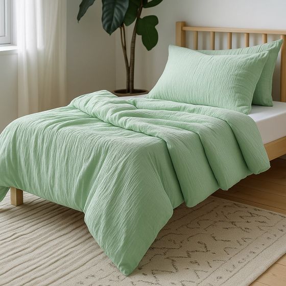 Povlečení Prem MUŠELÍN PREMIUM MÁTOVÉ ZELENÉ, jednobarevné, zelené, mušelín, 140x200cm + 70x90cm