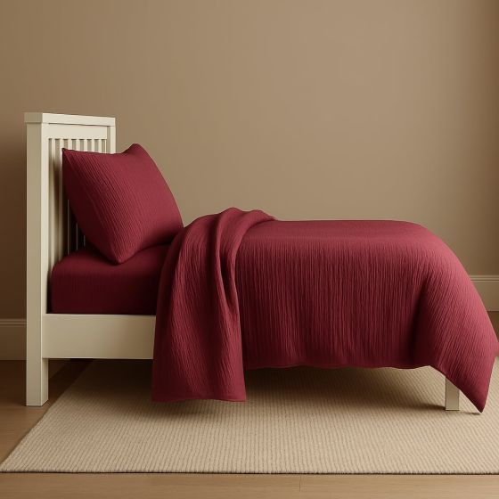 Povlečení Prem MUŠELÍN PREMIUM VÍNOVÉ, jednobarevné, vínové, mušelín, 140x200cm + 70x90cm