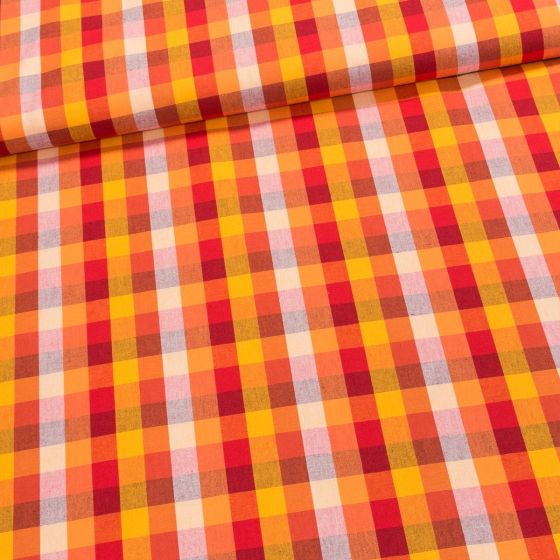 Pravý český bavlněný kanafas ANDREA K2 03129 kostka 2cm, oranžový, š.140cm (látka v metráži)