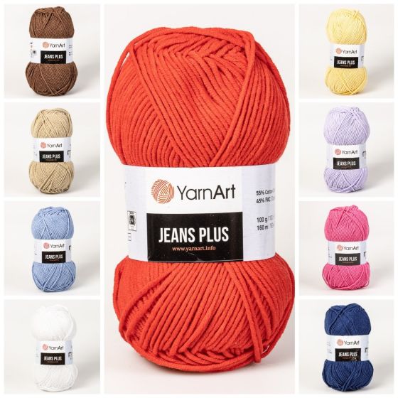 Pletací / háčkovací příze YarnArt JEANS PLUS jednobarevná, více barev 100g/160m