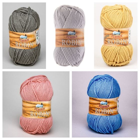 Pletací / háčkovací příze Vlnika ROBIN jednobarevná, antipillingová, 100g/150m