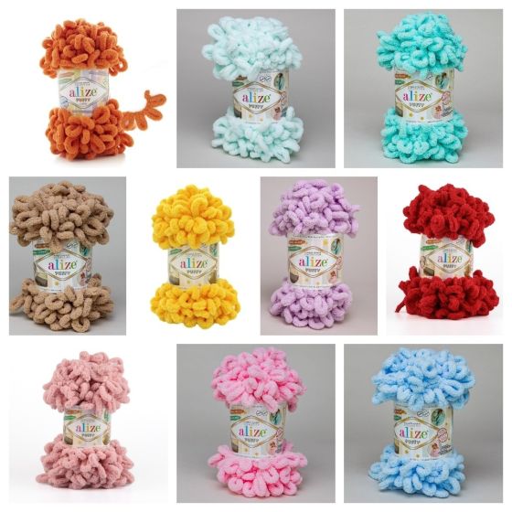 Pletací příze Alize PUFFY jednobarevná, efektní, 100g/9,2m
