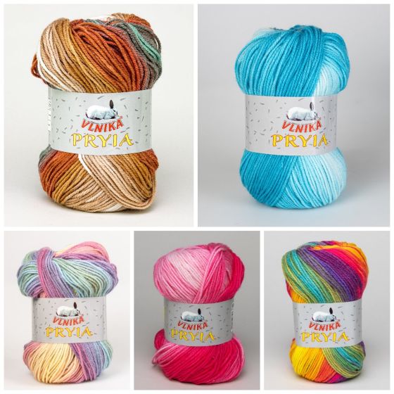 Pletací příze Vlnika PRYIA melírovaná, 100g/245m