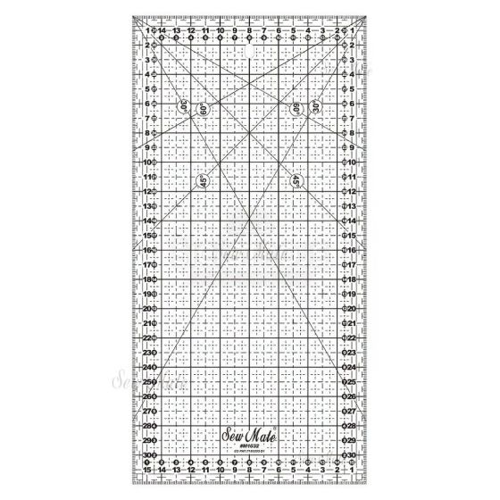 Rastrové pravítko na patchwork, látky DONWEI M1632 BK, černý popis, 16x32cm