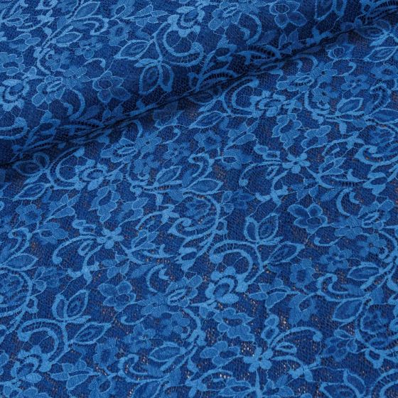 Šatovka / krajka LILI 12 elastická, modrá, š.150cm (látka v metráži)