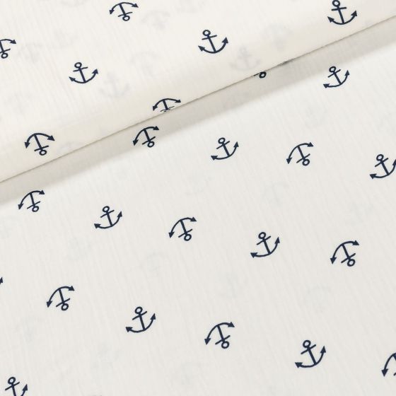 Šatovka / mušelín 3906-1, kotvičky na smetanové, š.135cm (látka v metráži)