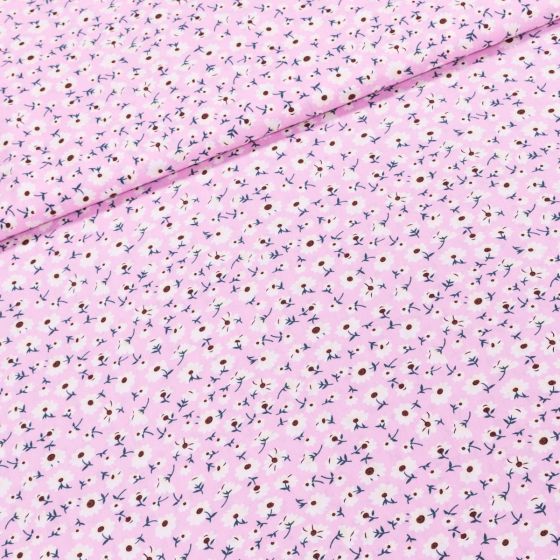 Šatovka viskózová 3136 H, krémové kytičky na růžové, š.145cm (látka v metráži)