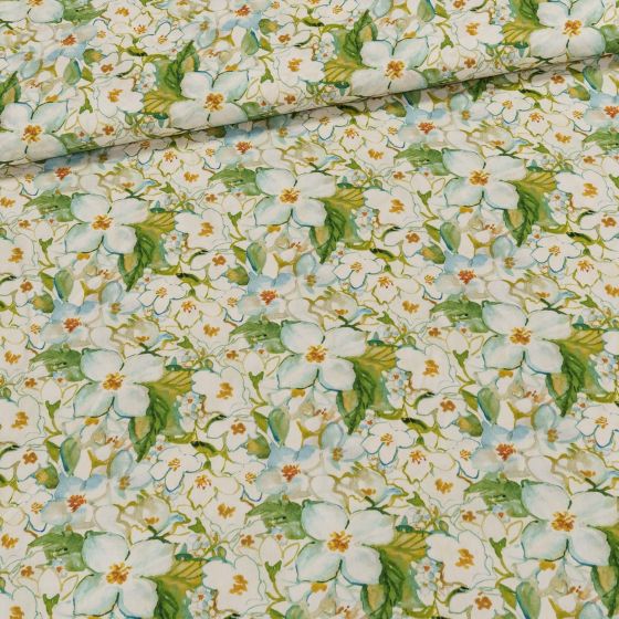 Šatovka viskózová 5342-001, zelené květiny, š.142cm (látka v metráži)