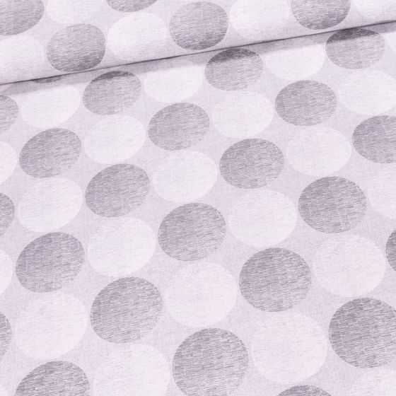 Směsové plátno LONETA, šedá kola / koule, š.140cm (látka v metráži)