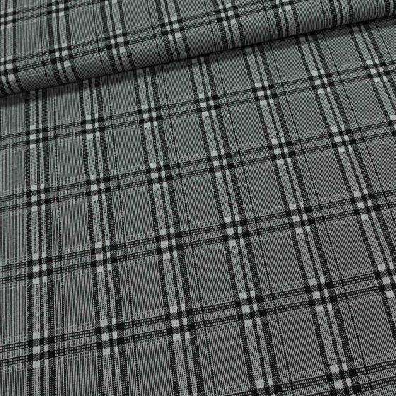 Směsový úplet 2624, šedé káro, š.160cm (látka v metráži)