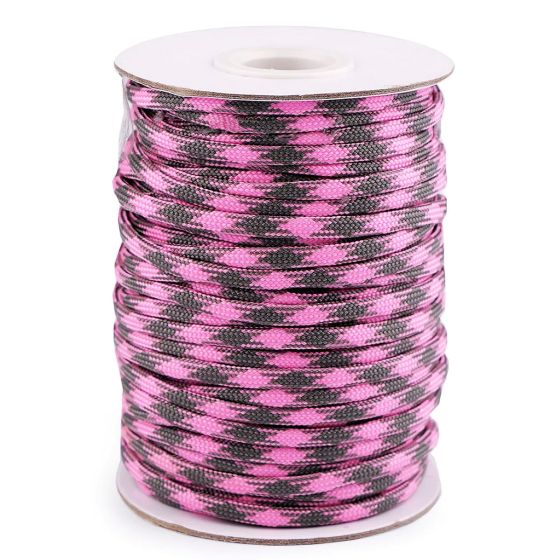 Šňůrka padáková 310230/10, růžová-světle šedá, průměr 4mm (šňůra na metry)