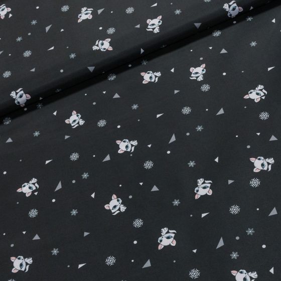 Šusťákovina (lehká kočárkovina) dětská TPU LIŠKA MALÁ, černá, š.150cm (látka v metráži)