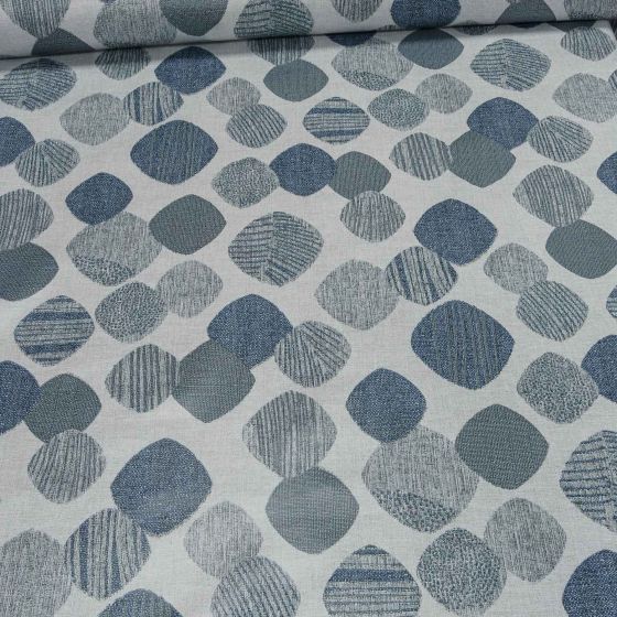 Ubrus PVC s textilním podkladem 182.5, šedo-modré oválky, š.140cm (metráž)