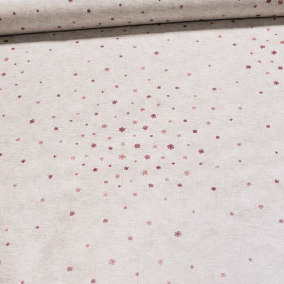 Ubrus PVC s textilním podkladem 25V/03 růžové kytičky na béžovém žíhání, š.140cm (metráž)