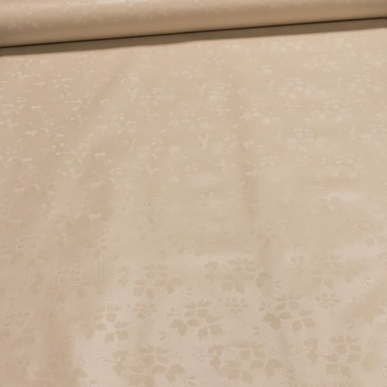 Ubrus PVC s textilním podkladem 5656003, béžový damaškový vzor listů, š.140cm (metráž)