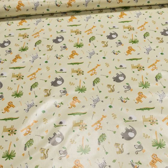 Ubrus PVC s textilním podkladem 5738410, safari zvířátka na žluté, š.140cm (metráž)