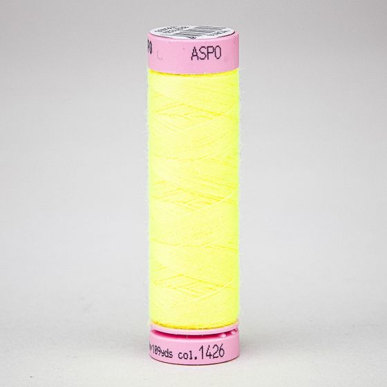 Univerzální šicí nit Amann ASPO 120 polyesterová, reflexní neonová žlutá 1426, návin 100m