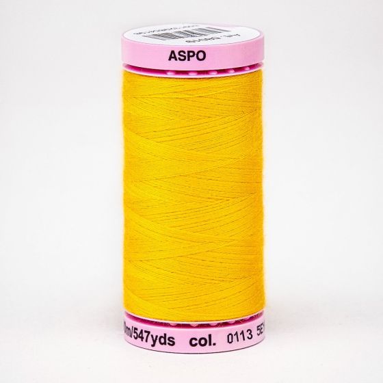 Univerzální šicí nit Amann ASPO 120 polyesterová, žlutá 0113, návin 500m