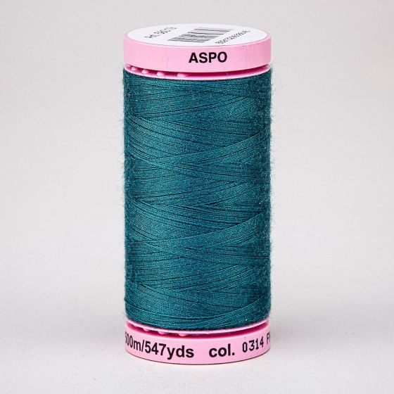 Univerzální šicí nit Amann ASPO 120 polyesterová, tmavě zeleno-tyrkysová 0314, návin 500m