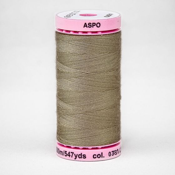 Univerzální šicí nit Amann ASPO 120 polyesterová, hnědá khaki 0381, návin 500m 