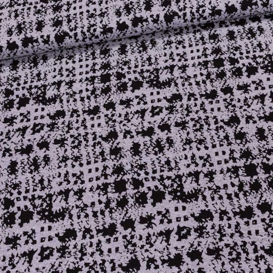 Viskózový úplet N10337, černo-šedý vzor, š.145cm (látka v metráži)