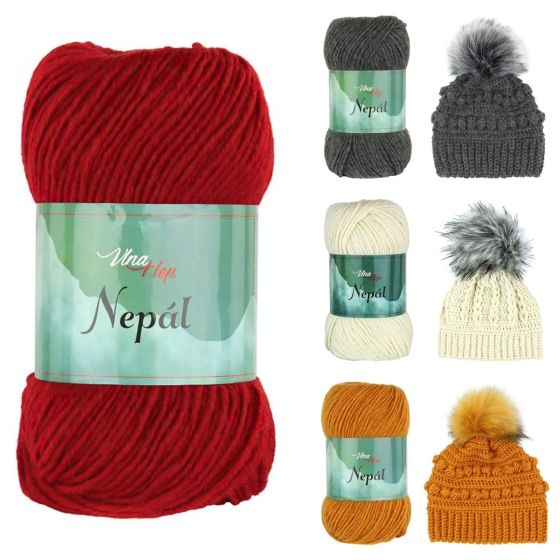 Pletací / háčkovací příze Vlna-Hep NEPÁL jednobarevná, klasická 100g/190m