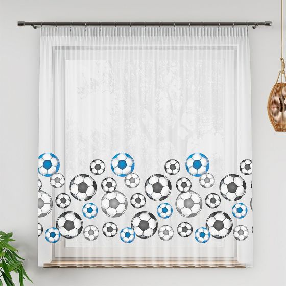 Voálová záclona dětská FOTBAL, s olůvkem, barevná (více výšek, v metráži)