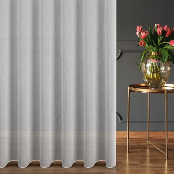 Voálová záclona PABRA hustě tkaná jemně žíhaná, s olůvkem, bílá (více výšek, v metráži)